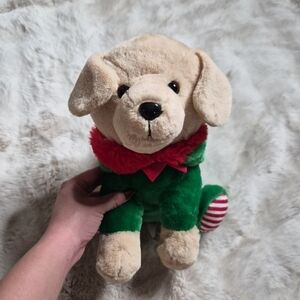 Hug Fun Christmas Dog Gold Dog 9.5" Holidays Plush Stuffed Animal Toy Gift Kids